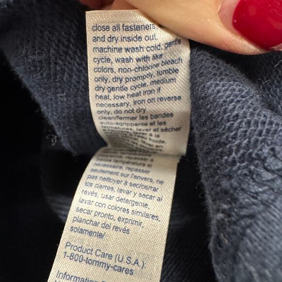 Tommy Hilfiger Hoodie Womens Large Blue 1/2 Zip Cropped Pullover Tommy Jeans NEW - Picture 9 of 10